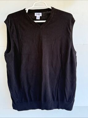 HARBOR BAY 100% COTTON SWEATER VEST, V-NECK SIZE 2XL 2X XXL BLACK DXL